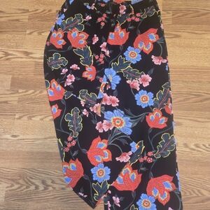 Ann Taylor Black Floral Wide Leg Pants
